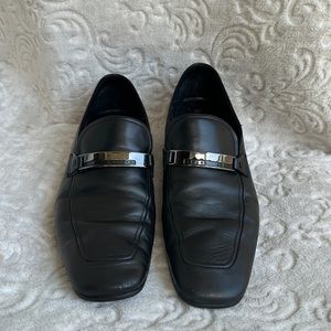 Prada men’s black Leather Slip-On Loafers Size 7.5 Shoes